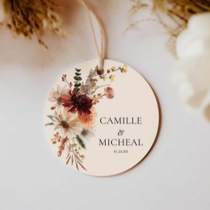Boho Burgundy Floral Wedding Geschenkanhänger
