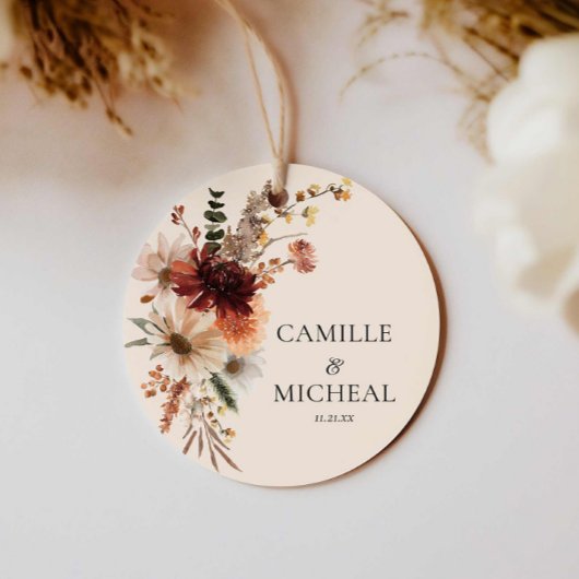 Boho Burgundy Floral Wedding Geschenkanhänger