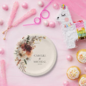 Boho Burgundy Floral Wedding Pappteller (Party)