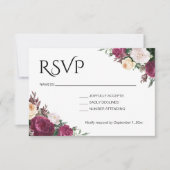 Boho Burgundy Floral Wedding RSVP Karte (Vorderseite)