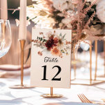 Boho Burgundy Floral Wedding Tischnummer<br><div class="desc">Verbessern Sie Ihre Hochzeit im Herbst mit diesen charmanten Schildern der Tischnummer der Wildblume. Diese Schilder sind perfekt für die naturliebende Braut geeignet und bieten warme Herbstfarben und zarte Wildblumen, die der Dekoration eine Touch rustikaler Eleganz verleihen. Personalisieren Sie sie nach Ihrem Thema und führen Sie die Gäste zu ihren...</div>