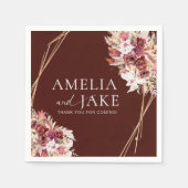 Boho Burgundy & Gold Frame Wedding Serviette (Vorderseite)