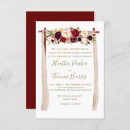 Boho Burgundy Marsala Floral Arch Wedding Einladung