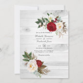 Boho Burgundy/Marsala Floral QR Code UAWG Wedding Einladung (Vorderseite)