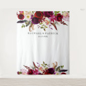 Boho Burgundy Marsala Floral Wedding Background Wandteppich (Vorderseite)