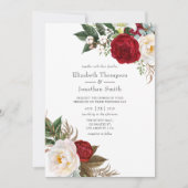 Boho Burgundy - Marsala Floral Wedding Einladung (Vorderseite)