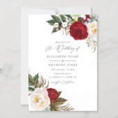 Boho Burgundy - Marsala Floral Wedding Magneteinladung (Vorderseite)