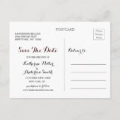 Boho Burgundy Marsala Floral Wedding Save the Date Ankündigungspostkarte (Rückseite)