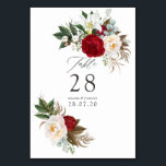 Boho Burgundy - Marsala Floral Wedding Tischnummer<br><div class="desc">Trendy burgundy - marsala böhmische Aquarellbäume,  Lilien und Eukalyptus Hochzeitstisch Kartennummern,  die auf Ihre Veranstaltungsspezifikationen angepasst werden können.</div>