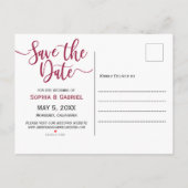 Boho Burgundy Marsala Navy Floral Save the Date Ankündigungspostkarte (Rückseite)
