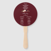 Boho Burgundy Marsala Wedding Fan Programm Fächer (Rückseite)