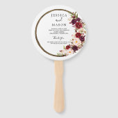 Boho Burgundy Marsala Wedding Fan Programm Fächer (Vorderseite)