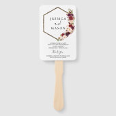 Boho Burgundy Marsala Wedding Fan Programm Fächer (Vorderseite)