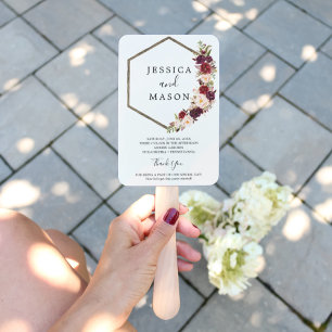 Boho Burgundy Marsala Wedding Fan Programm Fächer