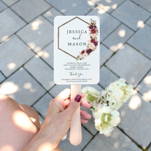 Boho Burgundy Marsala Wedding Fan Programm Fächer