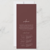 Boho Burgundy Modern Wedding Day Timeline (Vorderseite)