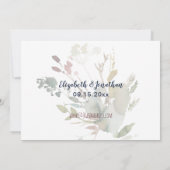 Boho Burgundy Navy Rose Gold Floral Brautparty Einladung (Rückseite)