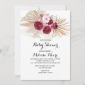 Boho Burgundy Pampas Grass Baby Shower Einladung (Vorderseite)