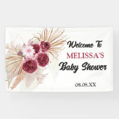 Boho Burgundy Pampas Grass Begrüßungsgras Hintergr Banner (Horizontal)