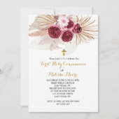 Boho Burgundy Pampas Grass Einladung (Vorderseite)