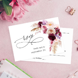 Boho Burgundy & Pink Floral & Frucht UAWG RSVP Karte