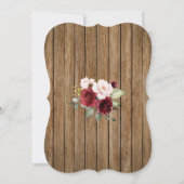 Boho Burgundy Pink Floral Old Wood I DO GRILLEN Einladung (Rückseite)