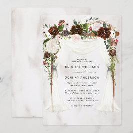 Boho Burgundy Pink Rose Blumenhochzeit Einladung