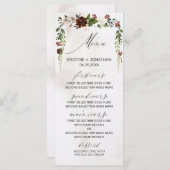 Boho Burgundy Pink Rose Blumenhochzeit Menükarte (Vorne/Hinten)