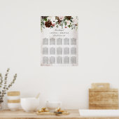 Boho Burgundy Pink Rose Blumenhochzeit Poster (Küche)