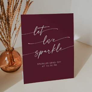 Boho Burgundy Red Sparkler sendet Hochzeit ab Sockelschild