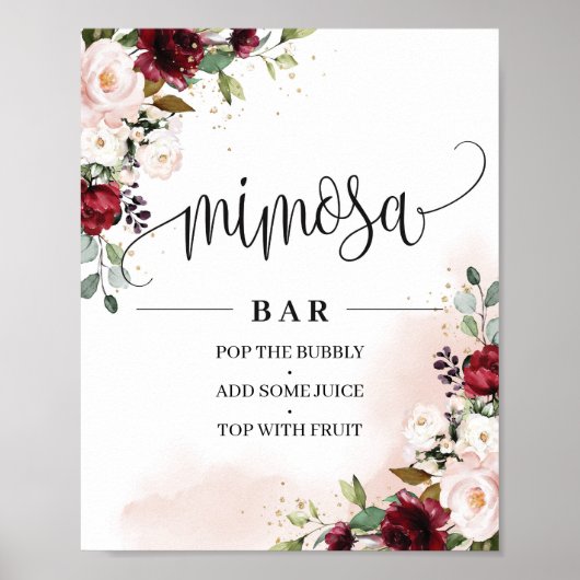 Boho burgundy Rosa Blumenmosa Bar Poster (Vorne)