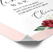 Boho burgundy Rosa Blumenmosa Bar Poster (Ecke)