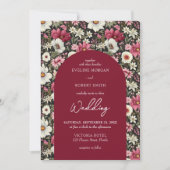 Boho burgundy rosa und weiße wilde Blume Einladung (Vorderseite)
