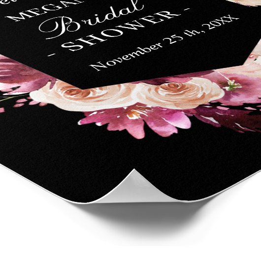 Boho Burgundy Rose Brautparty Frame Poster (Ecke)