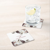 Boho Burgundy Rose fallen Blumenhochzeit Napkins Rechteckiger Pappuntersetzer (Vor Ort)