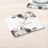 Boho Burgundy Rose fallen Blumenhochzeit Napkins Rechteckiger Pappuntersetzer (angewinkelt)