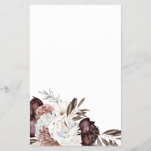 Boho Burgundy Rose fallen Brautparty Game Flyer (Hinten)