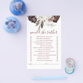 Boho Burgundy Rose fallen Brautparty Game Flyer (Einzeln)