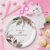 Boho Burgundy Rose fallen Hochzeit Pappteller (Party)