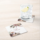 Boho Burgundy Rose fallen Hochzeit Rechteckiger Pappuntersetzer (Vor Ort)