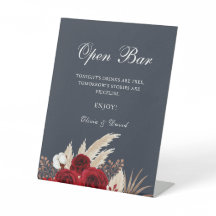Boho Burgundy Rose Pampas Grass Open Bar