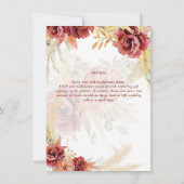 BOHO Burgundy Rose Pampas Grass Wedding Einladung (Rückseite)