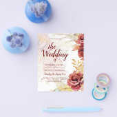 BOHO Burgundy Rose Pampas Grass Wedding Flyer (Einzeln)