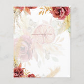 BOHO Burgundy Rose Pampas Grass Wedding Flyer (Hinten)