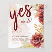 BOHO Burgundy Rose Pampas Grass Wedding Flyer (Vorne)