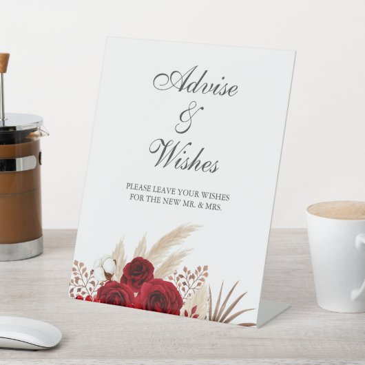 Boho Burgundy Rose Pampas Grass Wishings Sockelschild (In SItu)