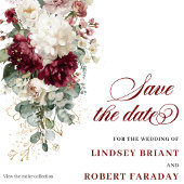 Boho Burgundy Rose Save the Date Karte