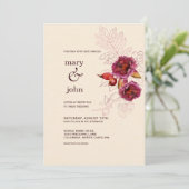 Boho Burgundy Rose Tracery Einladung (Stehend Vorderseite)