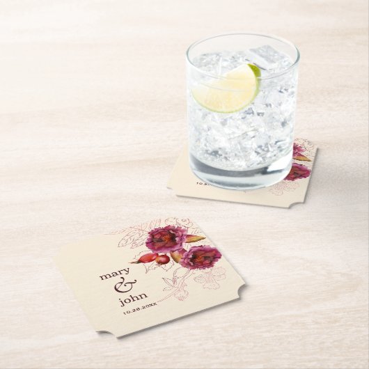 Boho Burgundy Rose Tracery Untersetzer (Vor Ort)