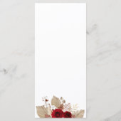 Boho Burgundy Rose und Pampas Grass Menükarte (Rückseite)